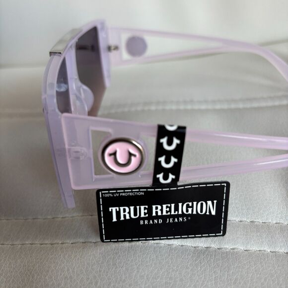 True Religion Pink Square Shield Sunglasses Women Oversized Gradient Lens 100%UV main image 2